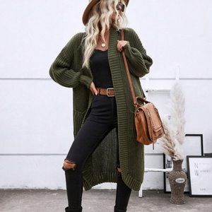 SHEIN Essence Army Green oversized cardigan